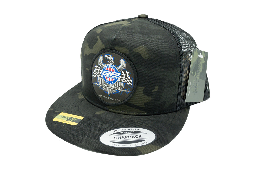 GP Suspension Patch Logo Snapback Trucker Hat Camo