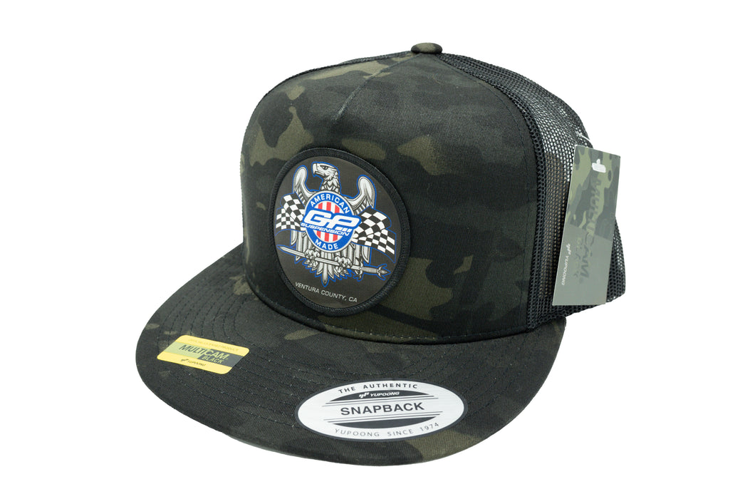 GP Suspension Patch Logo Snapback Trucker Hat Camo