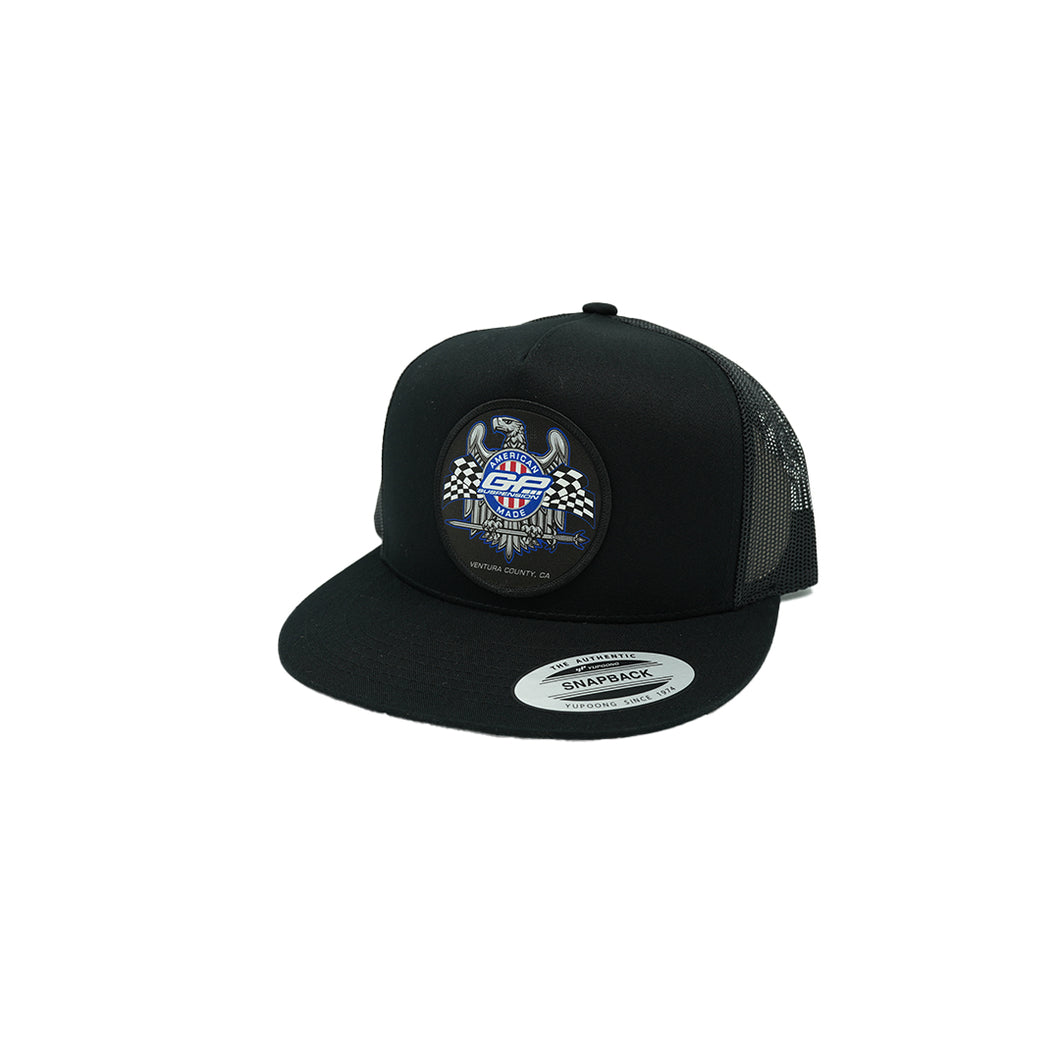 GP Suspension Patch Logo Snapback Trucker Hat Black